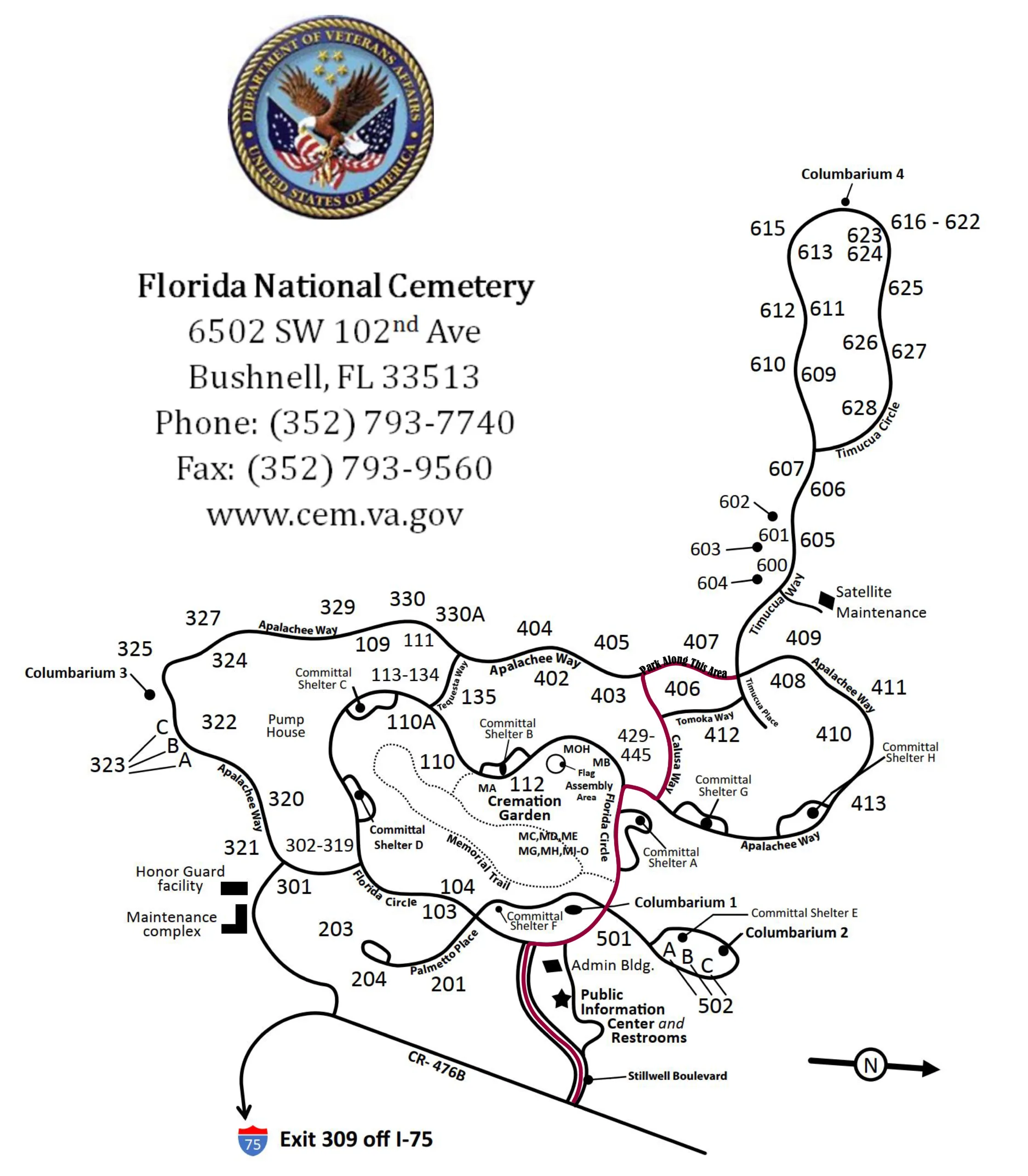 Map of Florida National Cemetery